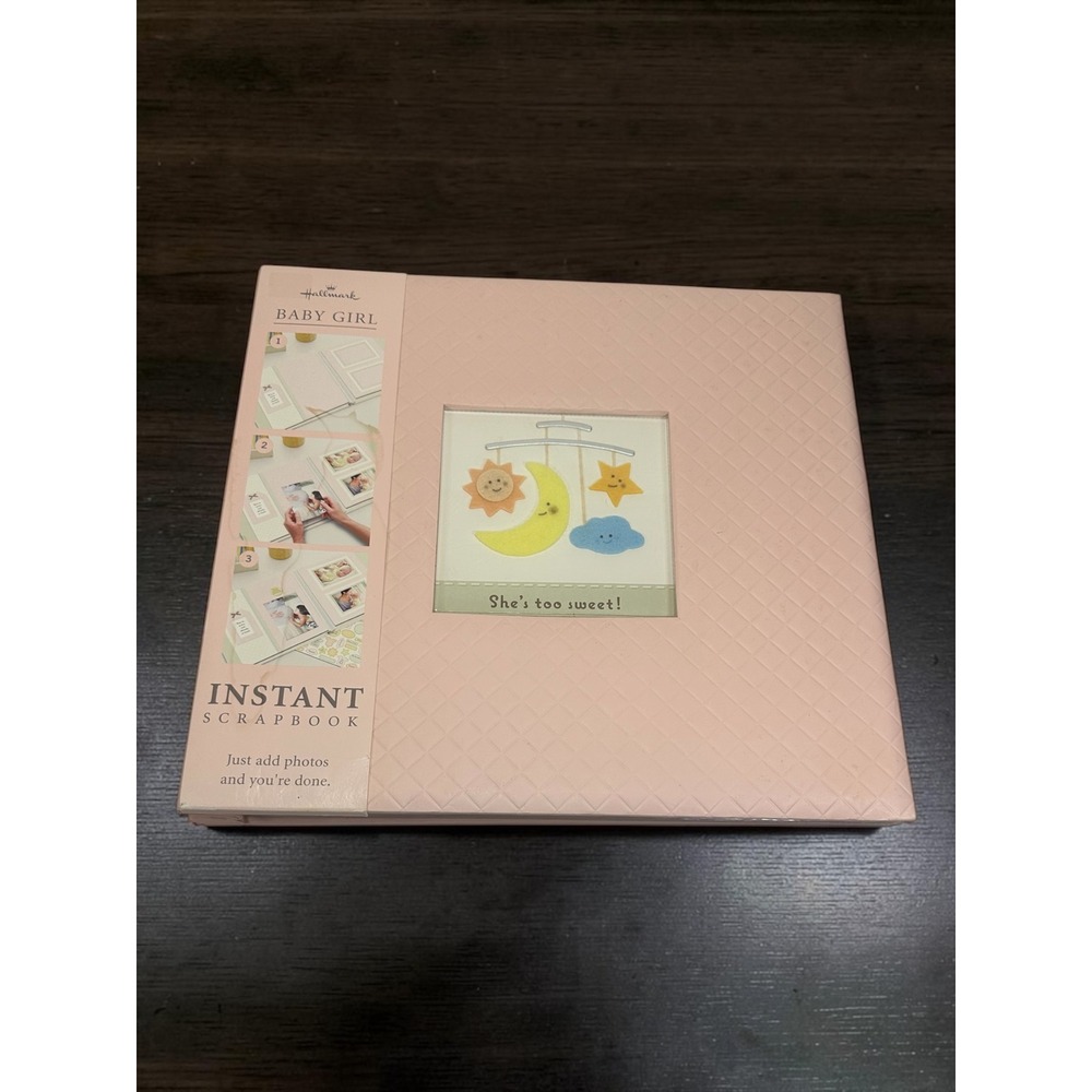 New 12x12 Hallmark Instant Scrapbook Baby Girl "She's too Sweet" Pink Sun Stars
